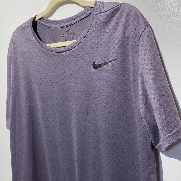 Nike Men's Gray Dri-Fit Textured Swoosh Logo Short Sleeve Athletic T-Shirt XL - Picture 4 of 10